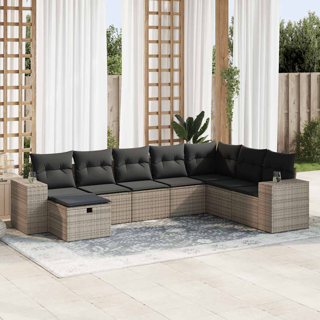 8-delige Loungeset met kussens poly rattan grijs is nu te koop bij PeponiXL, paradijselijk wonen!