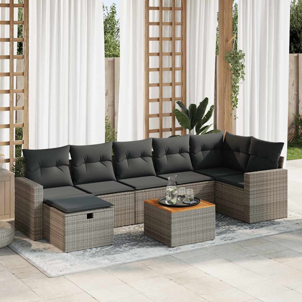 8-delige Loungeset met kussens poly rattan grijs is nu te koop bij PeponiXL, paradijselijk wonen!