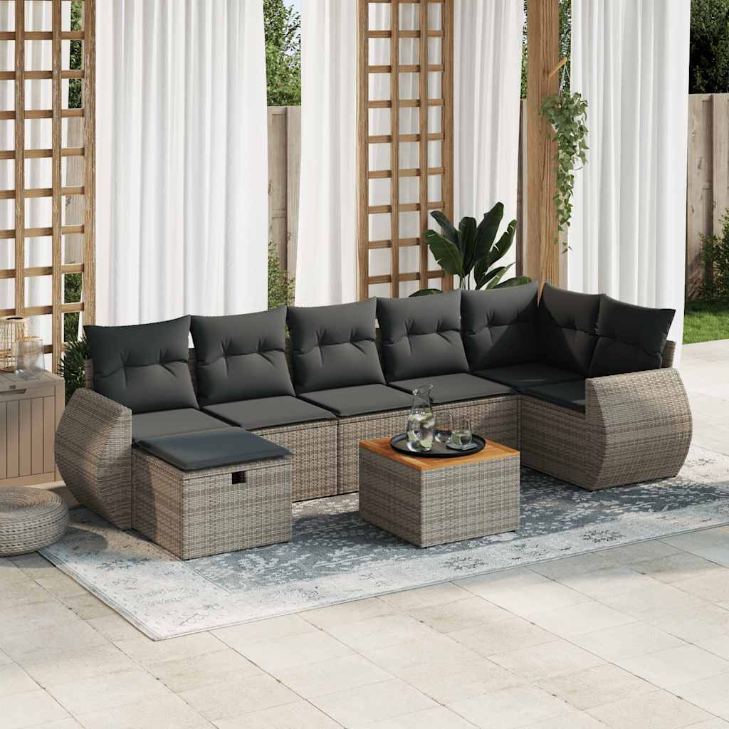 8-delige Loungeset met kussens poly rattan grijs is nu te koop bij PeponiXL, paradijselijk wonen!