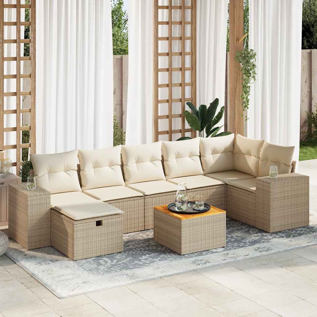 8-delige Loungeset met kussens poly rattan beige is nu te koop bij PeponiXL, paradijselijk wonen!