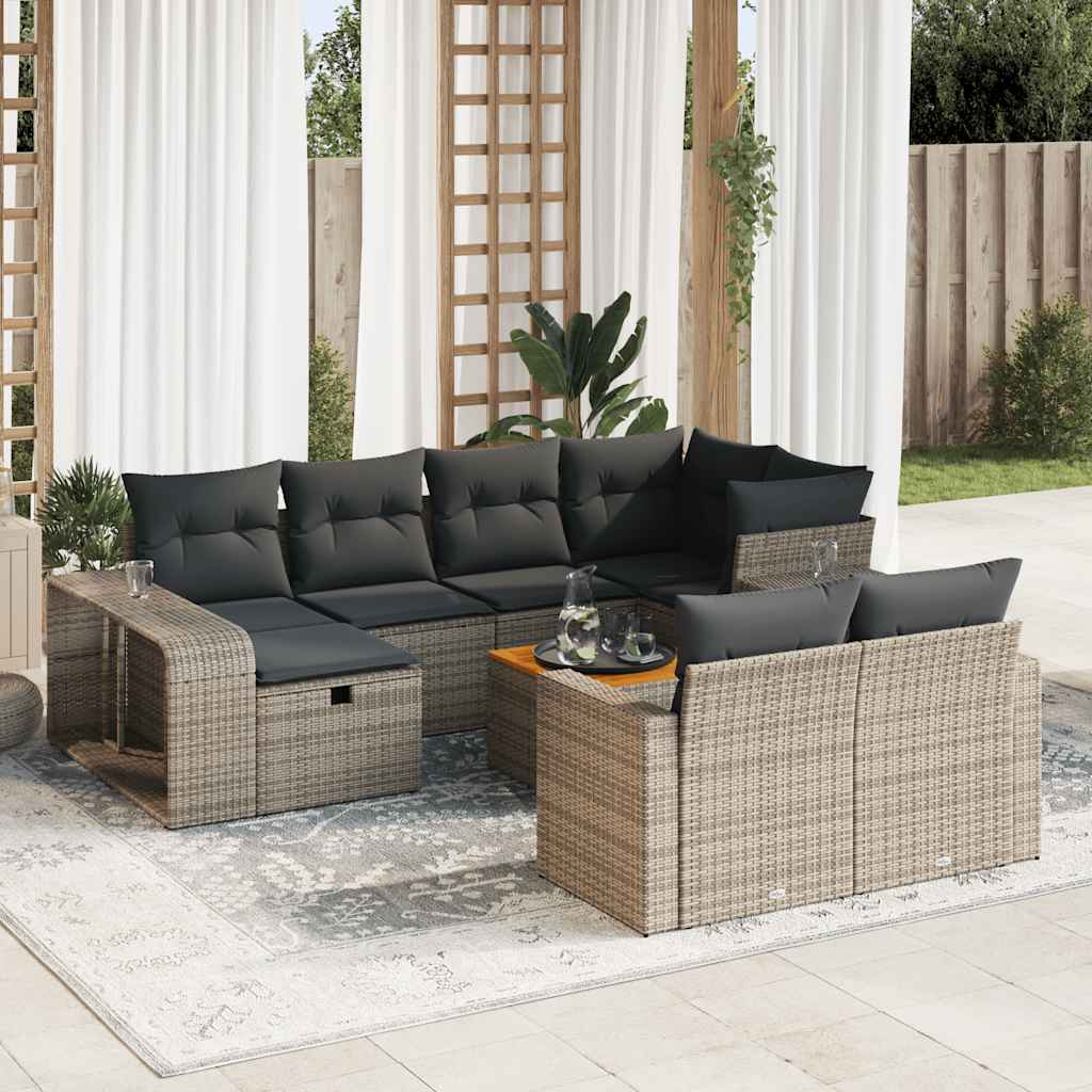 11-delige Loungeset met kussens poly rattan grijs is nu te koop bij PeponiXL, paradijselijk wonen!