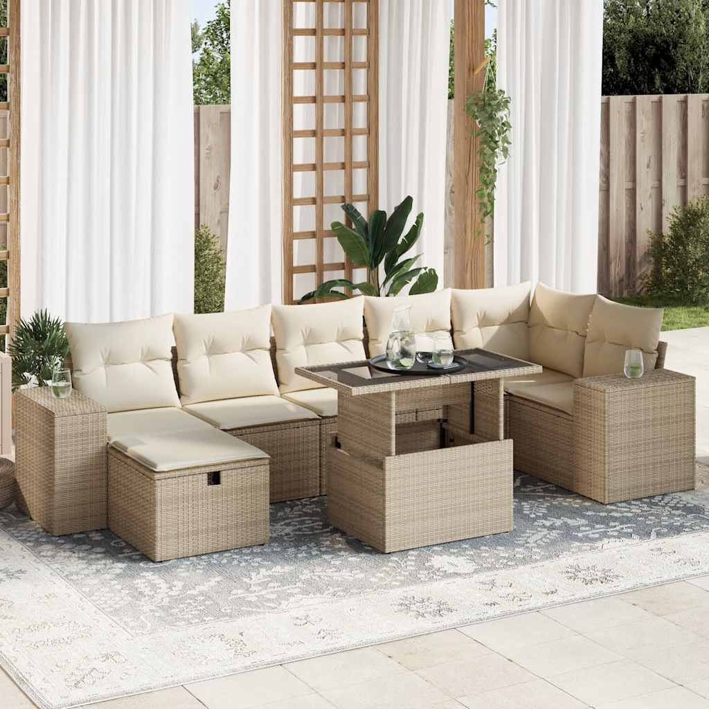 5-delige Loungeset met kussens poly rattan beige is nu te koop bij PeponiXL, paradijselijk wonen!