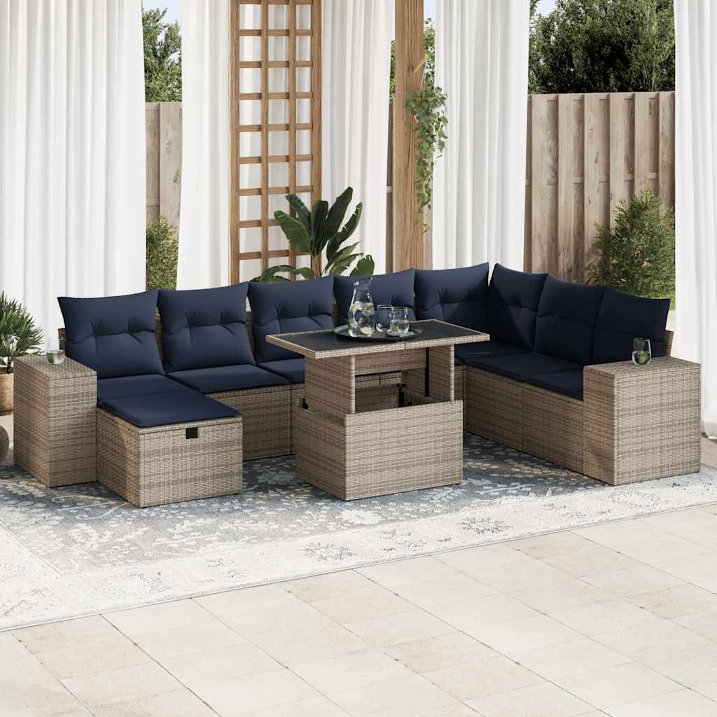 9-delige Loungeset met kussens poly rattan acacia bruin is nu te koop bij PeponiXL, paradijselijk wonen!