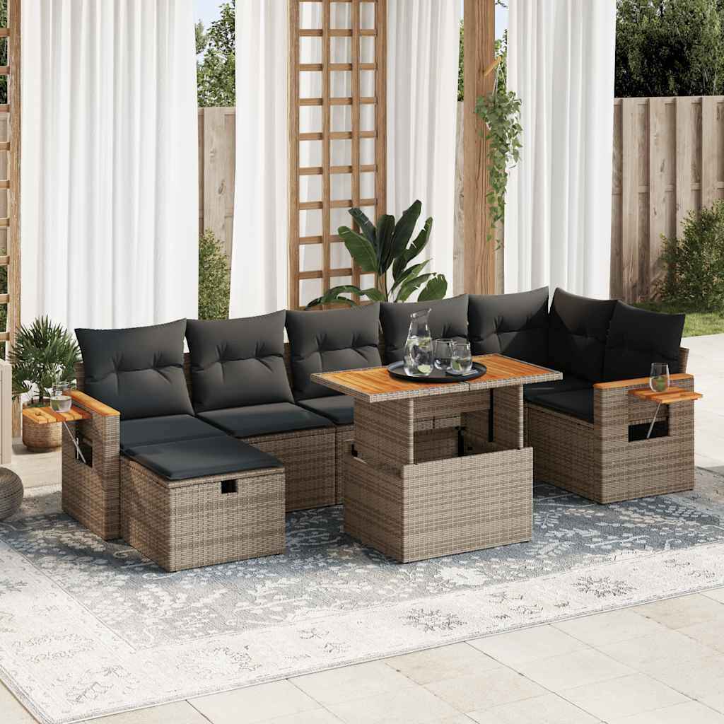 5-delige Loungeset met kussens poly rattan grijs is nu te koop bij PeponiXL, paradijselijk wonen!
