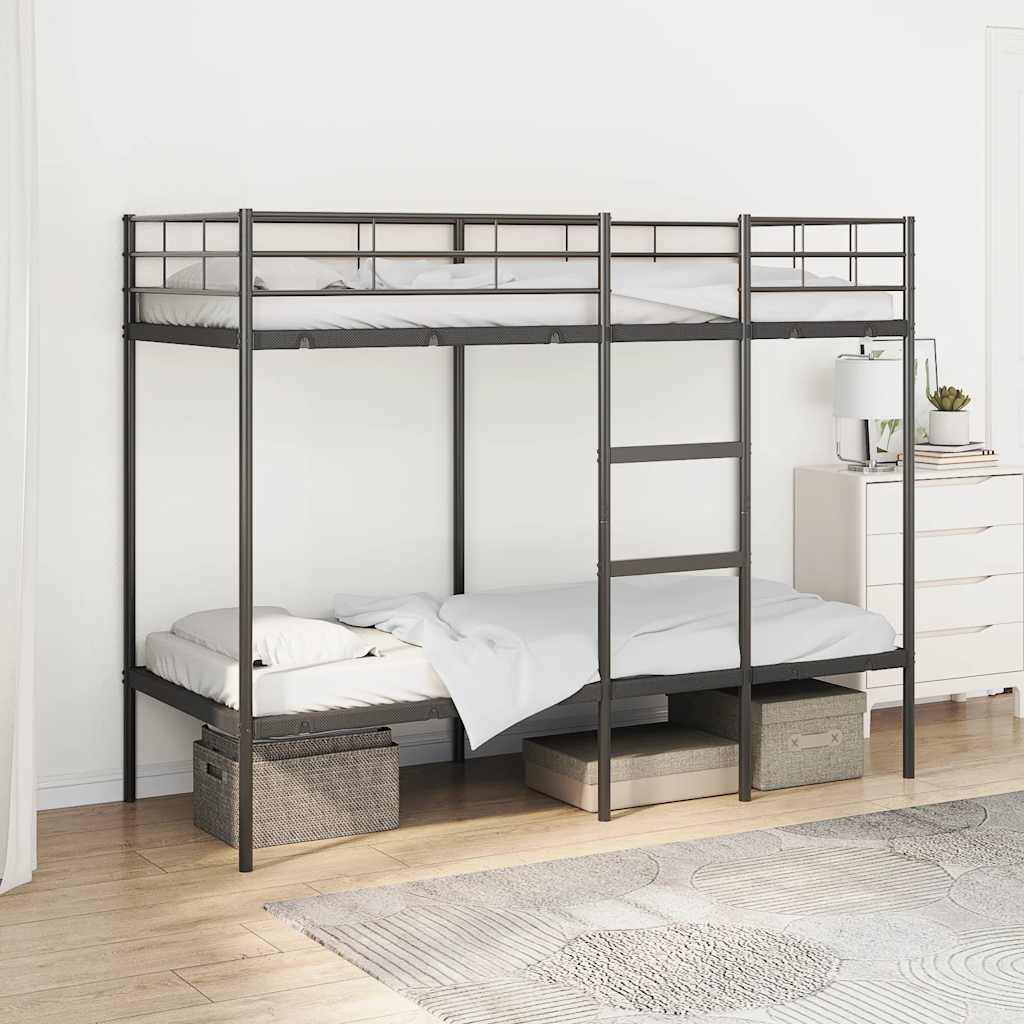 Stapelbed zonder matras 75x190 cm staal zwart is nu te koop bij PeponiXL, paradijselijk wonen!
