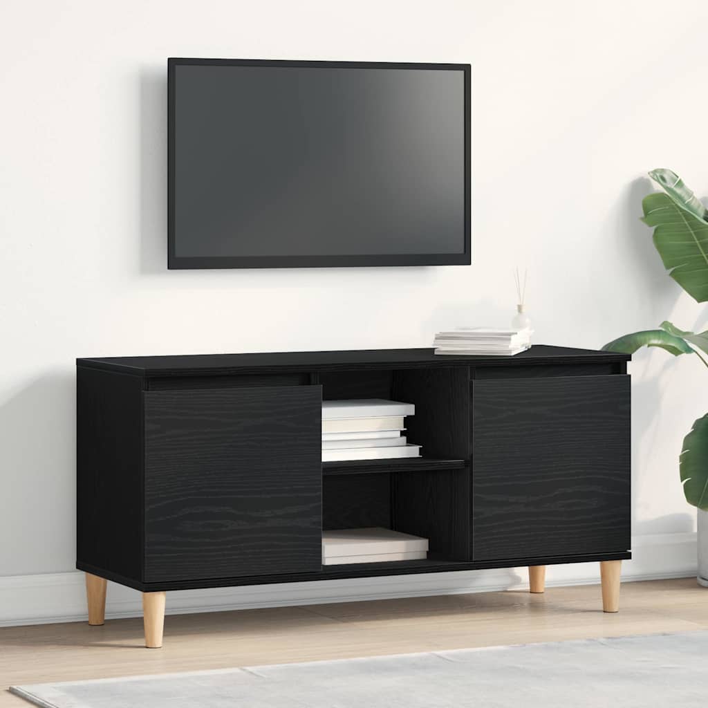 TV-kast Zwart Eiken 102 x 35 x 50 cm Bewerkt hout is nu te koop bij PeponiXL, paradijselijk wonen!