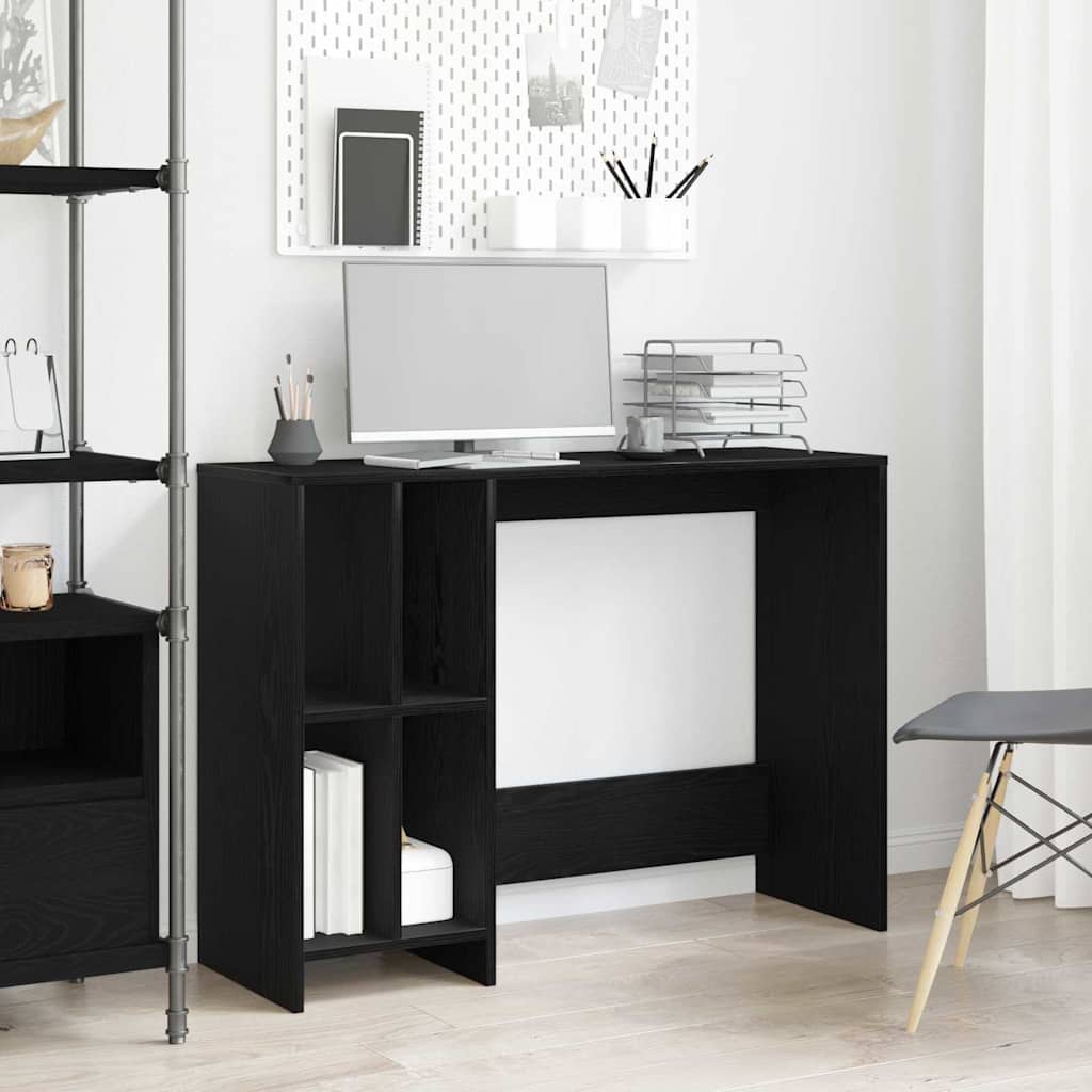 Bureau met plank Zwart Eiken 102,5 x 35 x 75 cm Bewerkt hout is nu te koop bij PeponiXL, paradijselijk wonen!
