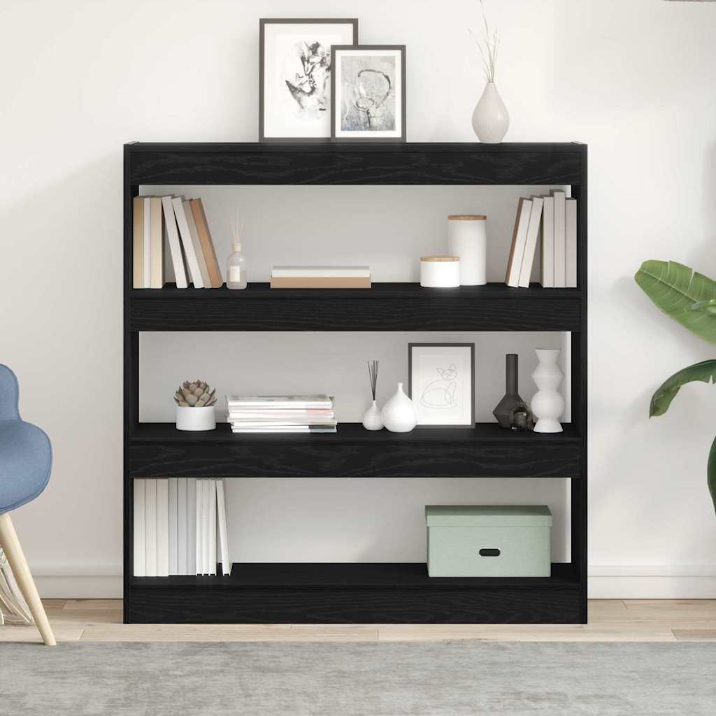 Boekenkast Zwart Eiken 100 x 30 x 103 cm Bewerkt hout is nu te koop bij PeponiXL, paradijselijk wonen!