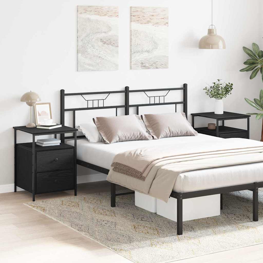 Nachtkastje 2 pcs Zwart Eiken 34 x 35,5 x 50 cm Bewerkt hout is nu te koop bij PeponiXL, paradijselijk wonen!