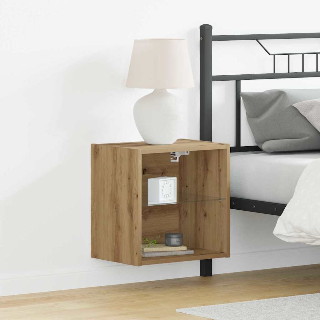 Wandplank met LED-verlichting 2 pcs Bruin 40 x 28,5 x 40 cm is nu te koop bij PeponiXL, paradijselijk wonen!
