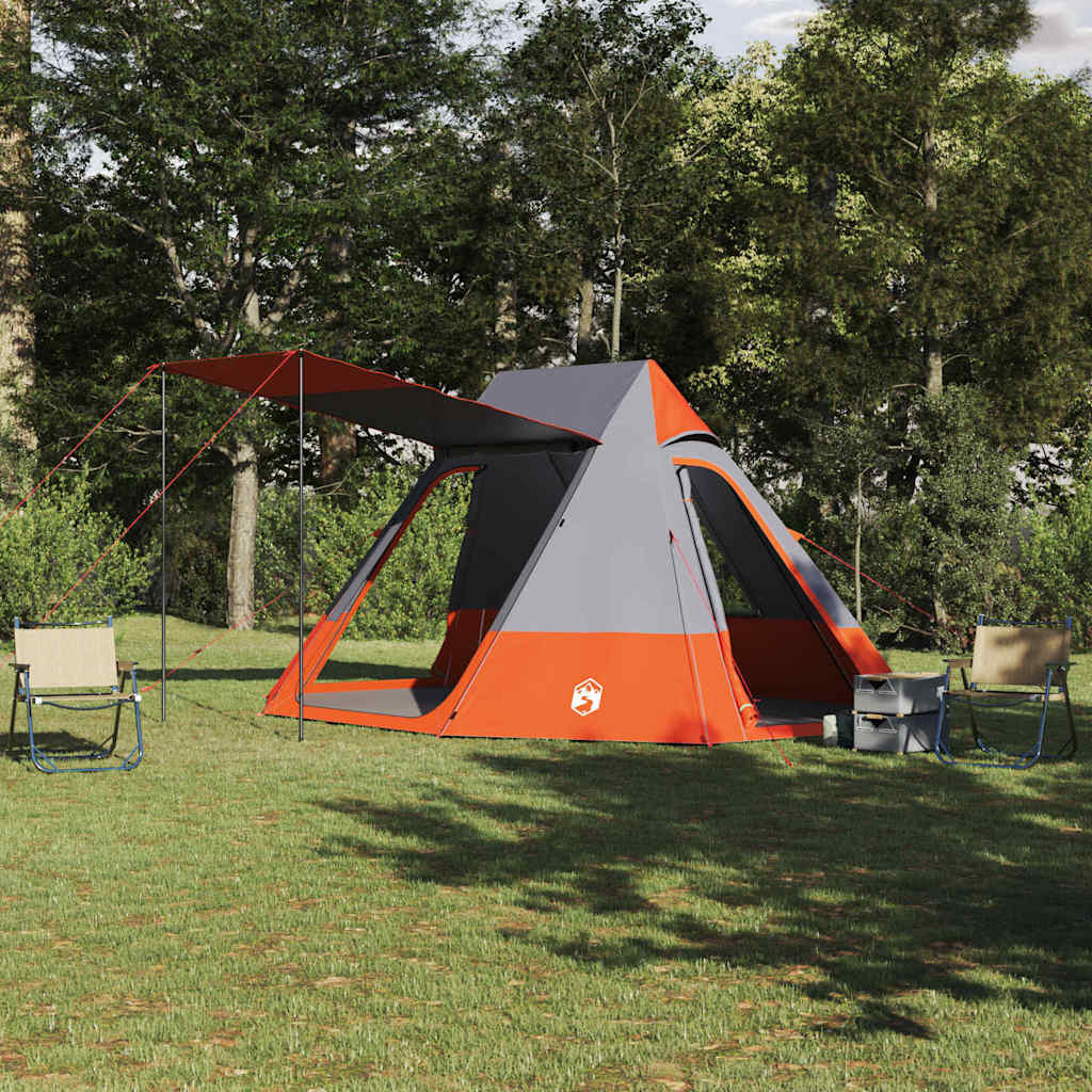 Camping Tent met dak Grijs en Oranje 482 x 360 x 227 cm taft is nu te koop bij PeponiXL, paradijselijk wonen!