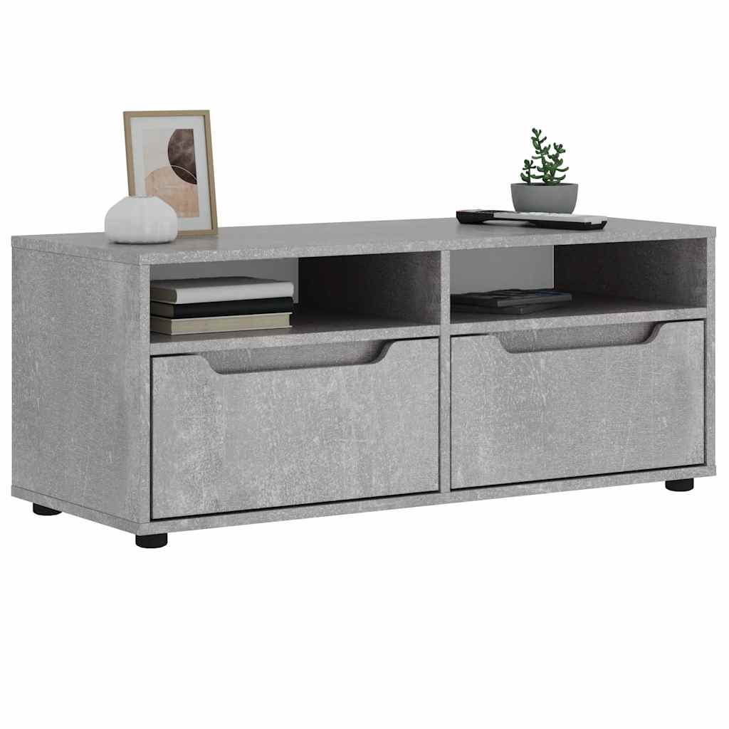 Tv-meubel VISNES 100x40x38 cm bewerkt hout betongrijs is nu te koop bij PeponiXL, paradijselijk wonen!