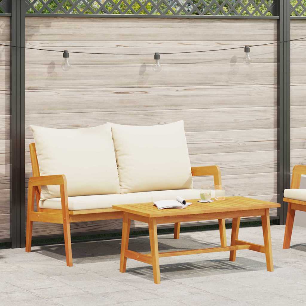 Bistroset met kussen 2 pcs Olie naturel Massief Acaciahout is nu te koop bij PeponiXL, paradijselijk wonen!