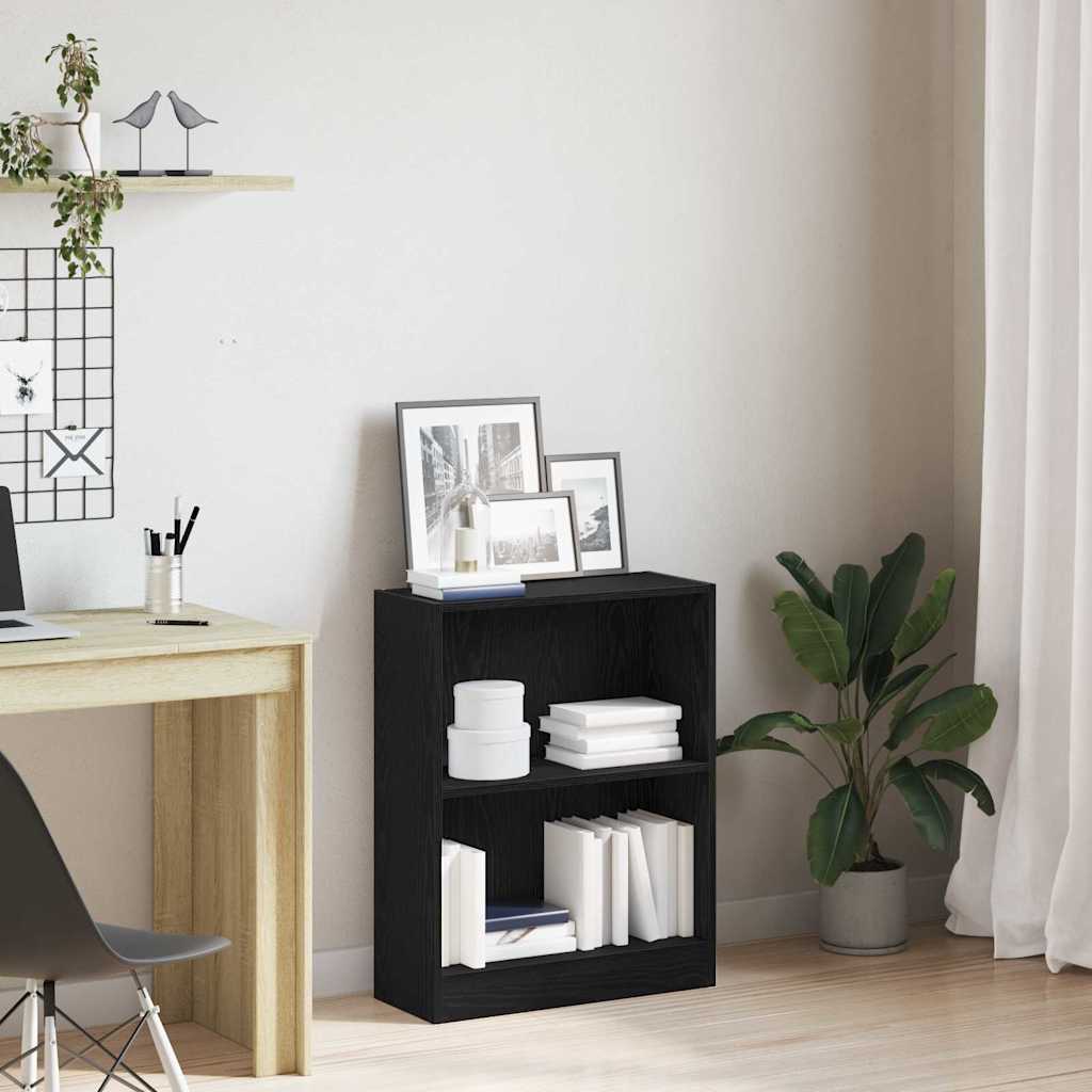 Boekenkast Zwart Eiken 60 x 24 x 76 cm Bewerkt hout is nu te koop bij PeponiXL, paradijselijk wonen!