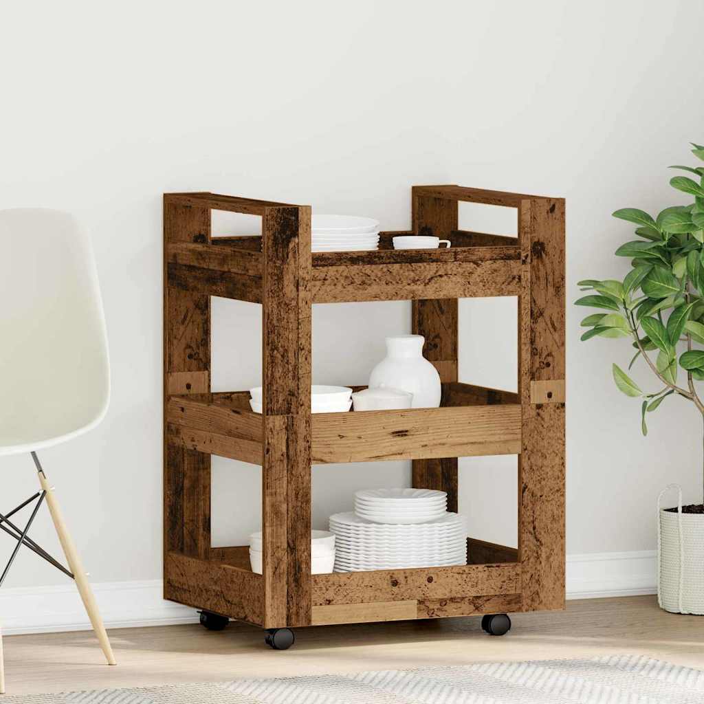 Keuken Trolley Eikenhout 60 x 45 x 80 cm Bewerkt hout is nu te koop bij PeponiXL, paradijselijk wonen!