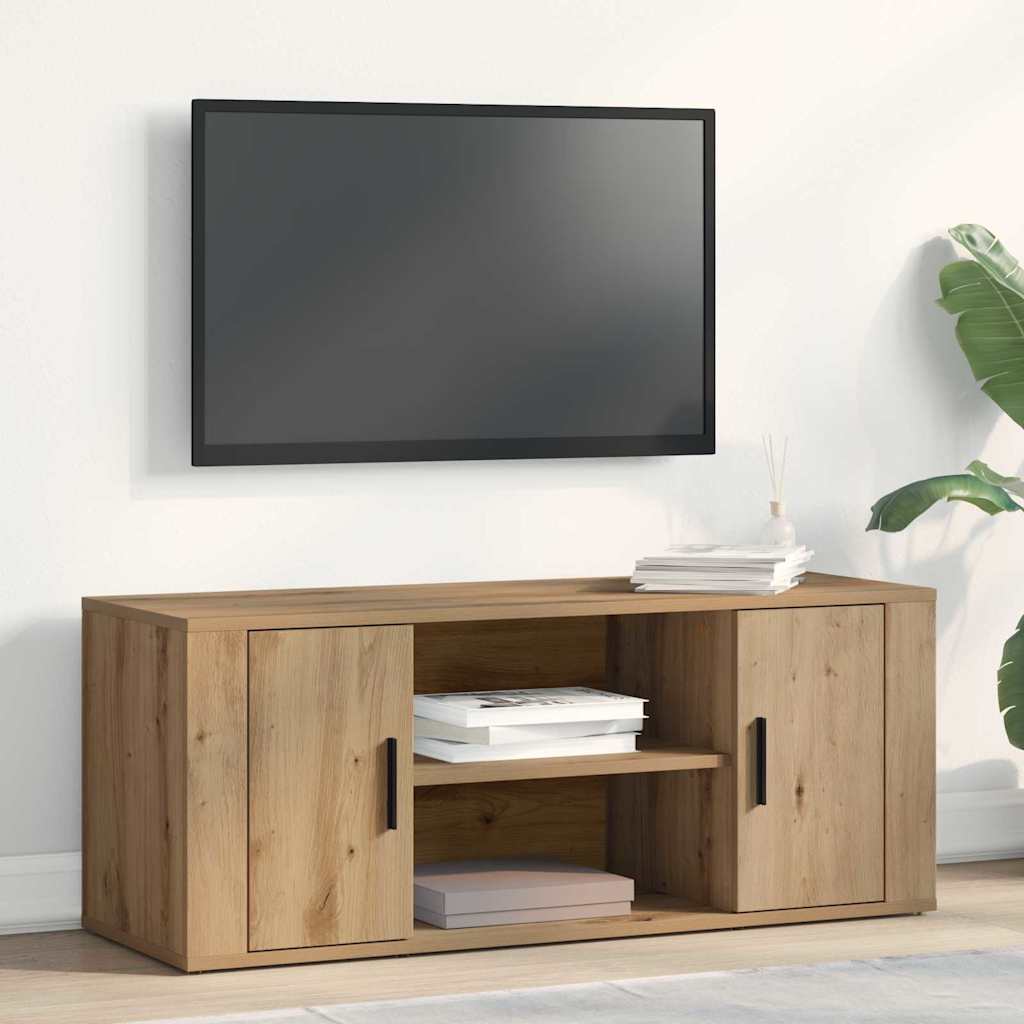 TV-kast artisanaal eikenkleurig 100 x 35 x 40 cm Bewerkt hout is nu te koop bij PeponiXL, paradijselijk wonen!