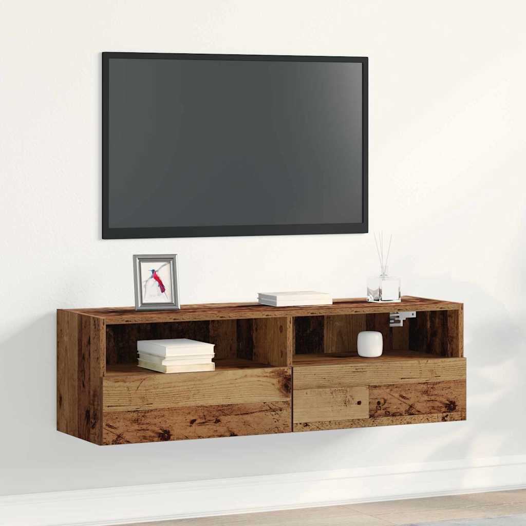 TV Wandkast Oud hout 100 x 30 x 30 cm Bewerkt hout is nu te koop bij PeponiXL, paradijselijk wonen!