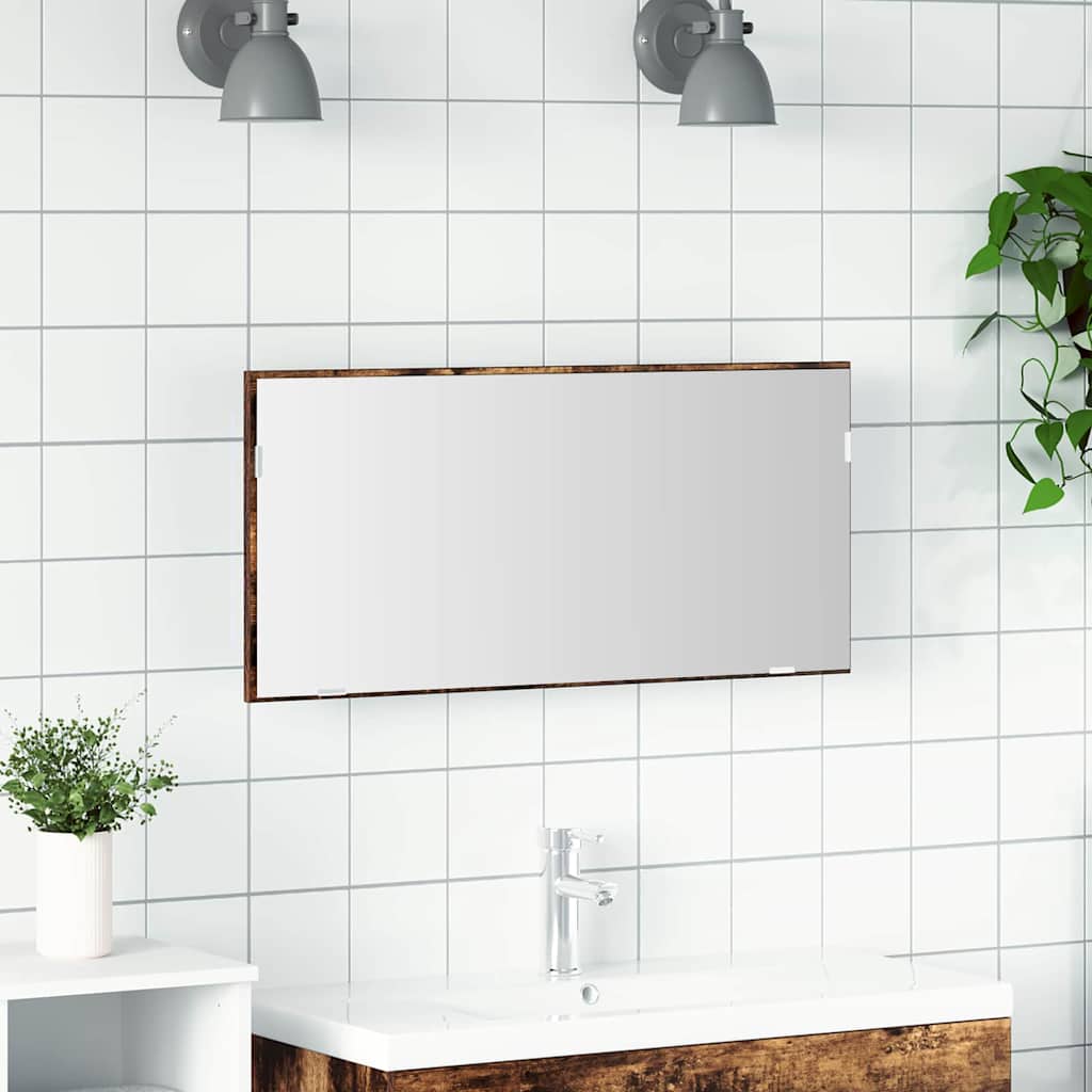 Spiegel Wandgemonteerd Bruin 80 x 37 cm Glas en Engineered Hout is nu te koop bij PeponiXL, paradijselijk wonen!