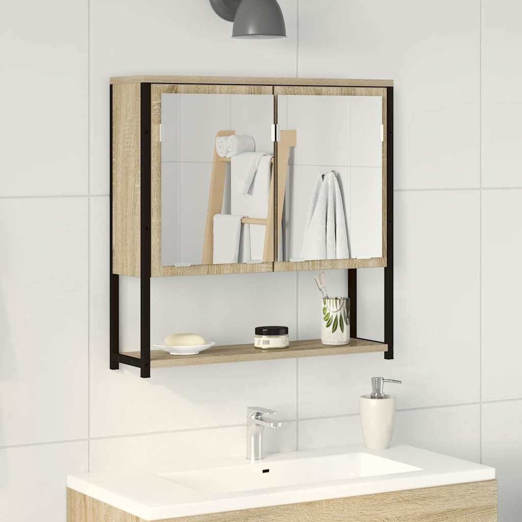 Badkamer Spiegel Beige 60 x 16 x 60 cm Glas en Engineered Hout is nu te koop bij PeponiXL, paradijselijk wonen!