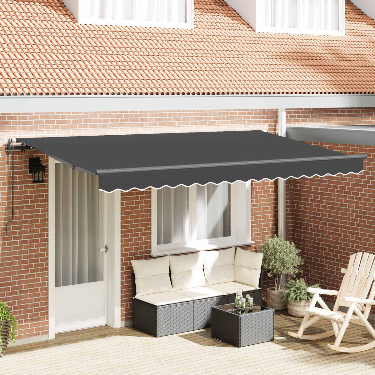 Inklapbaar Zonnescherm Antraciet 350 x 200 cm Stof is nu te koop bij PeponiXL, paradijselijk wonen!