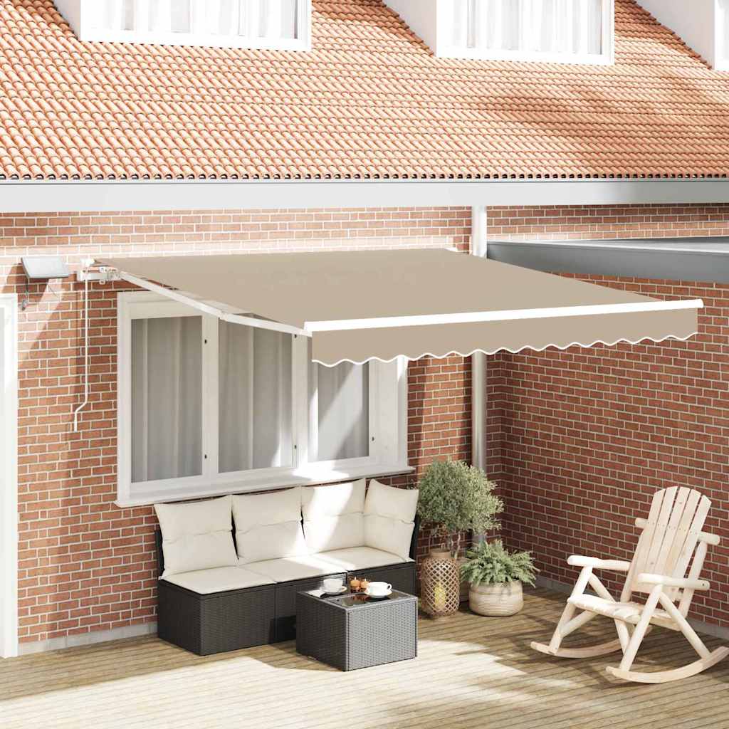 Inklapbaar Zonnescherm Beige 350 x 250 cm Stof en Staal is nu te koop bij PeponiXL, paradijselijk wonen!