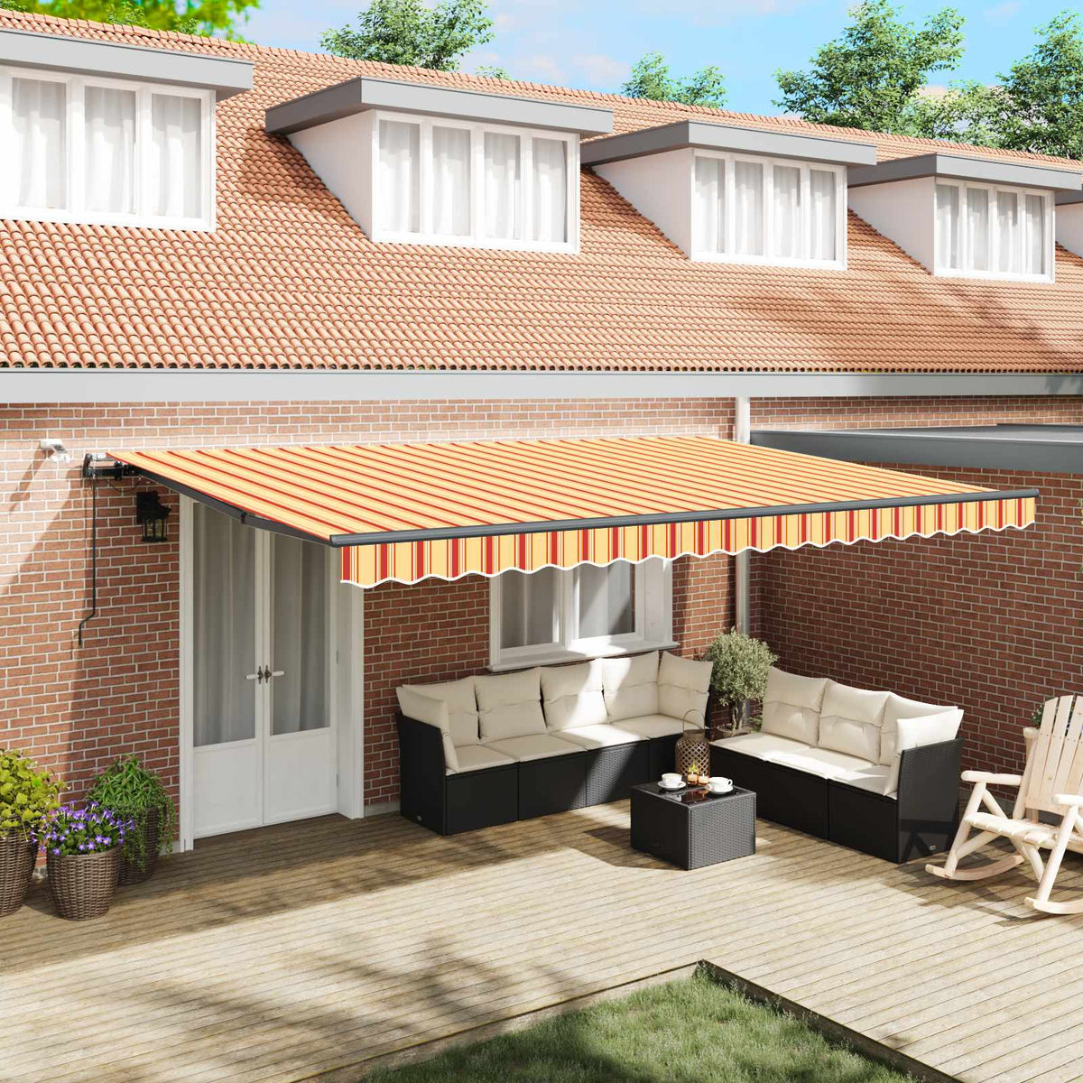 Luifeldoek Geel en Oranje 500 × 350 cm Polyester is nu te koop bij PeponiXL, paradijselijk wonen!