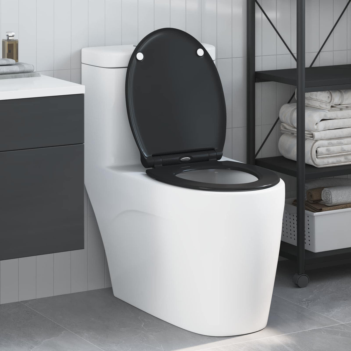 Toiletzitting Zwart 47 x 37,5 x 3,8 cm Duroplast is nu te koop bij PeponiXL, paradijselijk wonen!