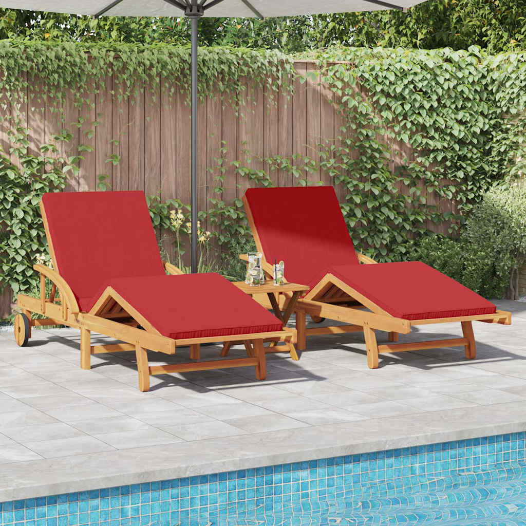 Ligstoel 2 pcs Rood 200 x 67 x 84 cm Massief Acaciahout is nu te koop bij PeponiXL, paradijselijk wonen!