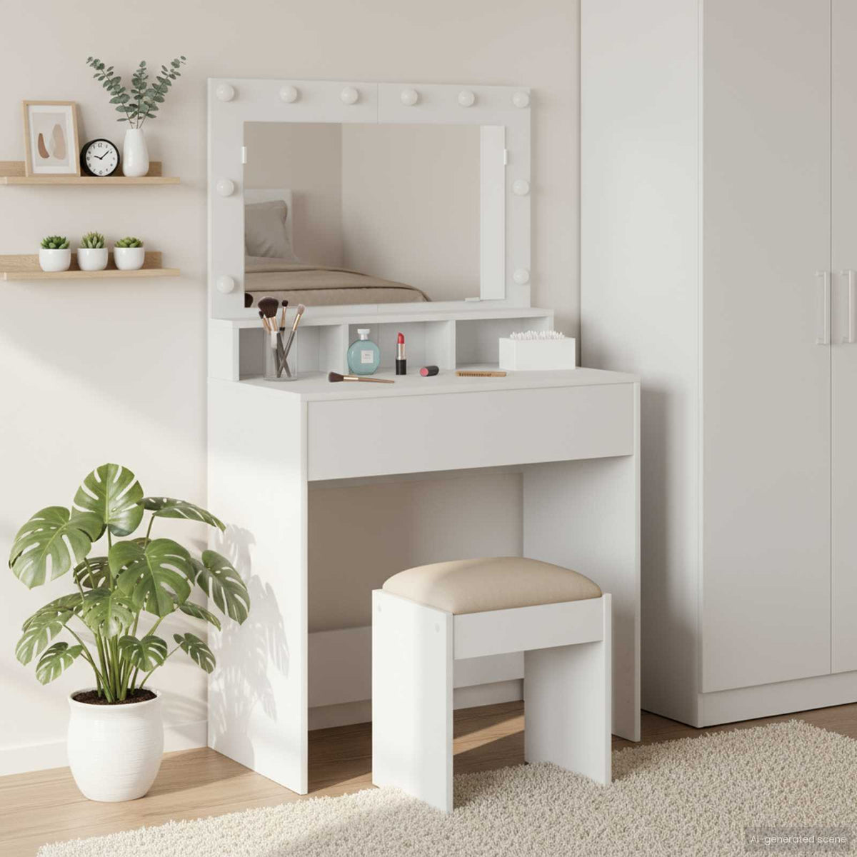 Plafondtafel met plank Wit 78,5 x 41 x 135 cm Bewerkt hout is nu te koop bij PeponiXL, paradijselijk wonen!