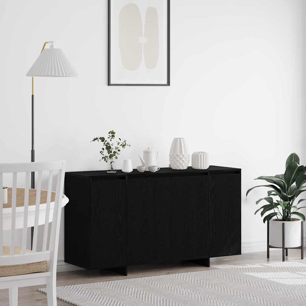 Dressoir Zwart Eiken 135 x 41 x 75 cm Bewerkt hout is nu te koop bij PeponiXL, paradijselijk wonen!