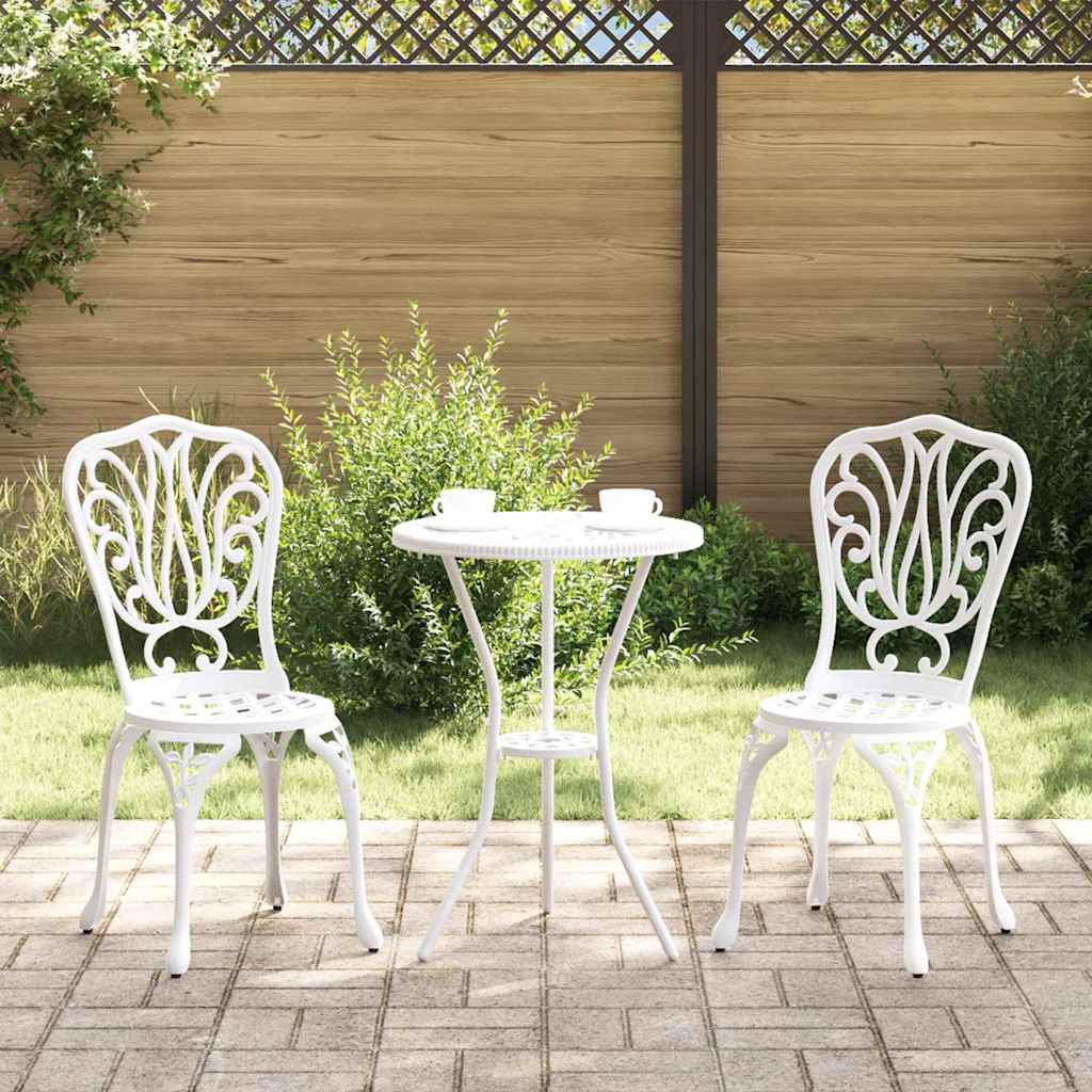 Tuin Bistro Set 3 pcs Wit Aluminium is nu te koop bij PeponiXL, paradijselijk wonen!