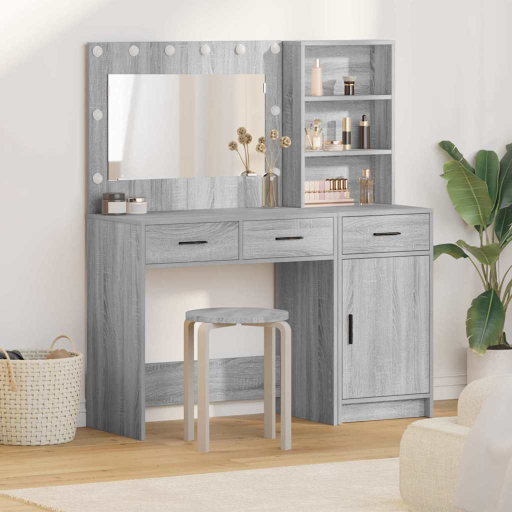 Plafondtafel met spiegellichten 2 pcs Grijs Bewerkt hout is nu te koop bij PeponiXL, paradijselijk wonen!