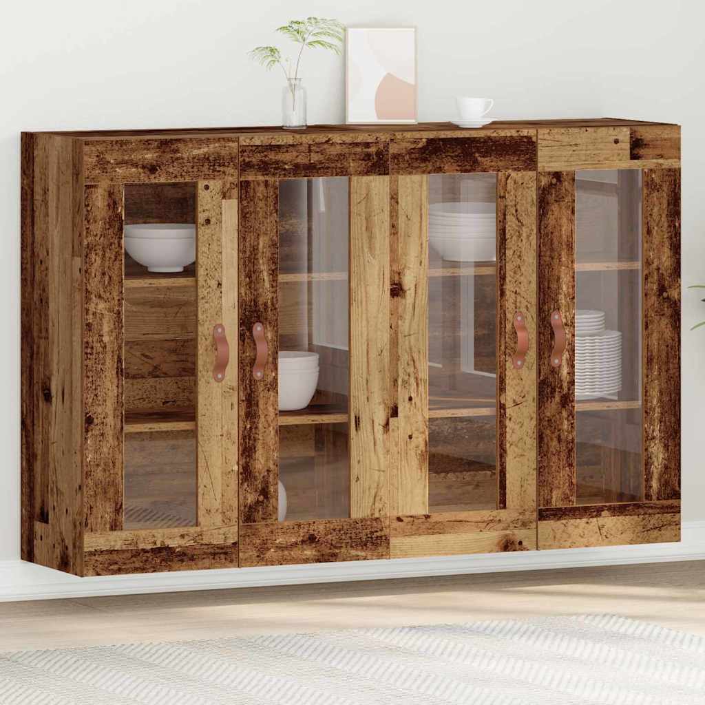 Wandkasten 2 pcs Oud Hout 69,5 x 34 x 90 cm Bewerkt hout is nu te koop bij PeponiXL, paradijselijk wonen!