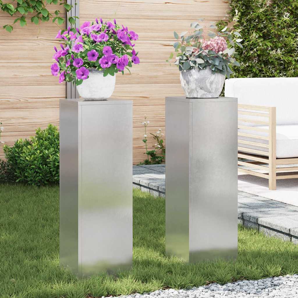 Plantenstandaard 2 st zilver 24 x 24 x 75 cm Roestvrij staal is nu te koop bij PeponiXL, paradijselijk wonen!