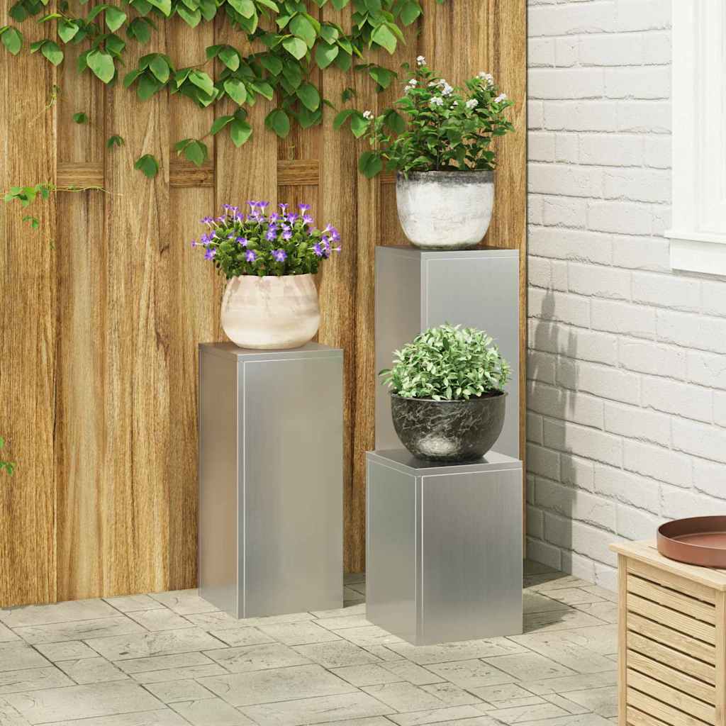 vidaXL Plantenstandaard 3 st zilver 24 x 24 x 75 cm