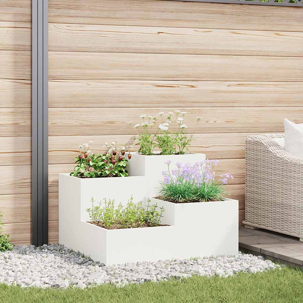 Tuin Bloempot Wit 100 x 100 x 60 cm Staal is nu te koop bij PeponiXL, paradijselijk wonen!