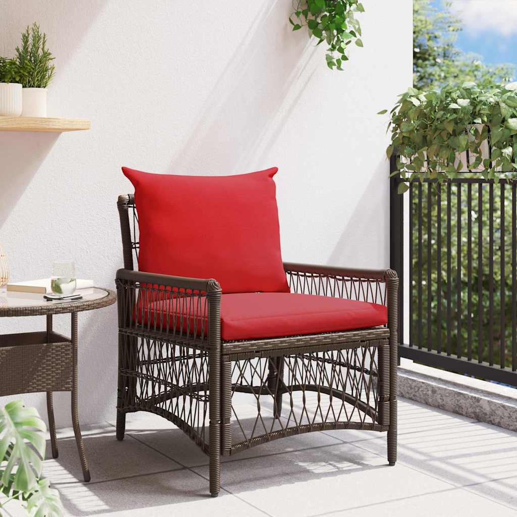 Tuinstoel met kussen Bruin 73 x 61 x 77 cm poly rattan is nu te koop bij PeponiXL, paradijselijk wonen!