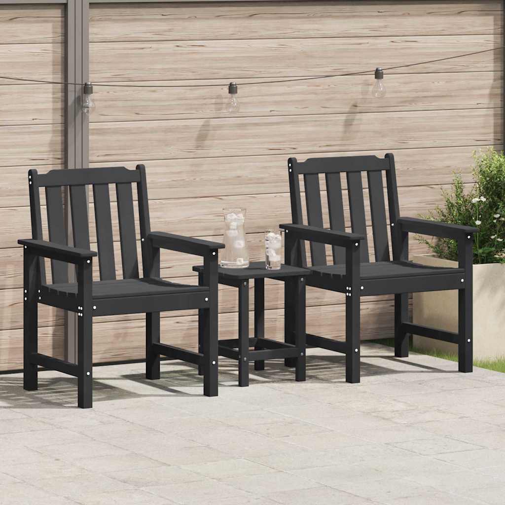 Tuin eetkamerstoel 2 pcs Zwart 65,5 x 59 x 88 cm HDPE is nu te koop bij PeponiXL, paradijselijk wonen!