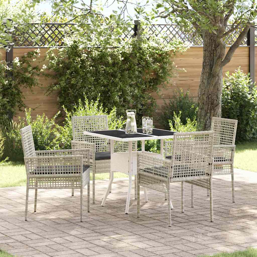 Tuin eettafelset 5 pcs Lichtgrijs poly rattan is nu te koop bij PeponiXL, paradijselijk wonen!