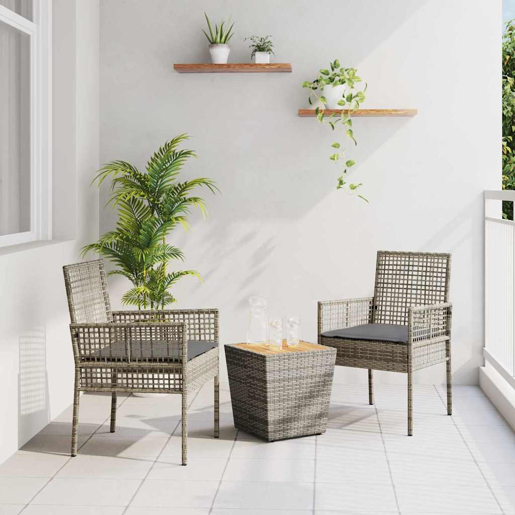 Tuin Bistro Set 3 pcs Grijs poly rattan is nu te koop bij PeponiXL, paradijselijk wonen!