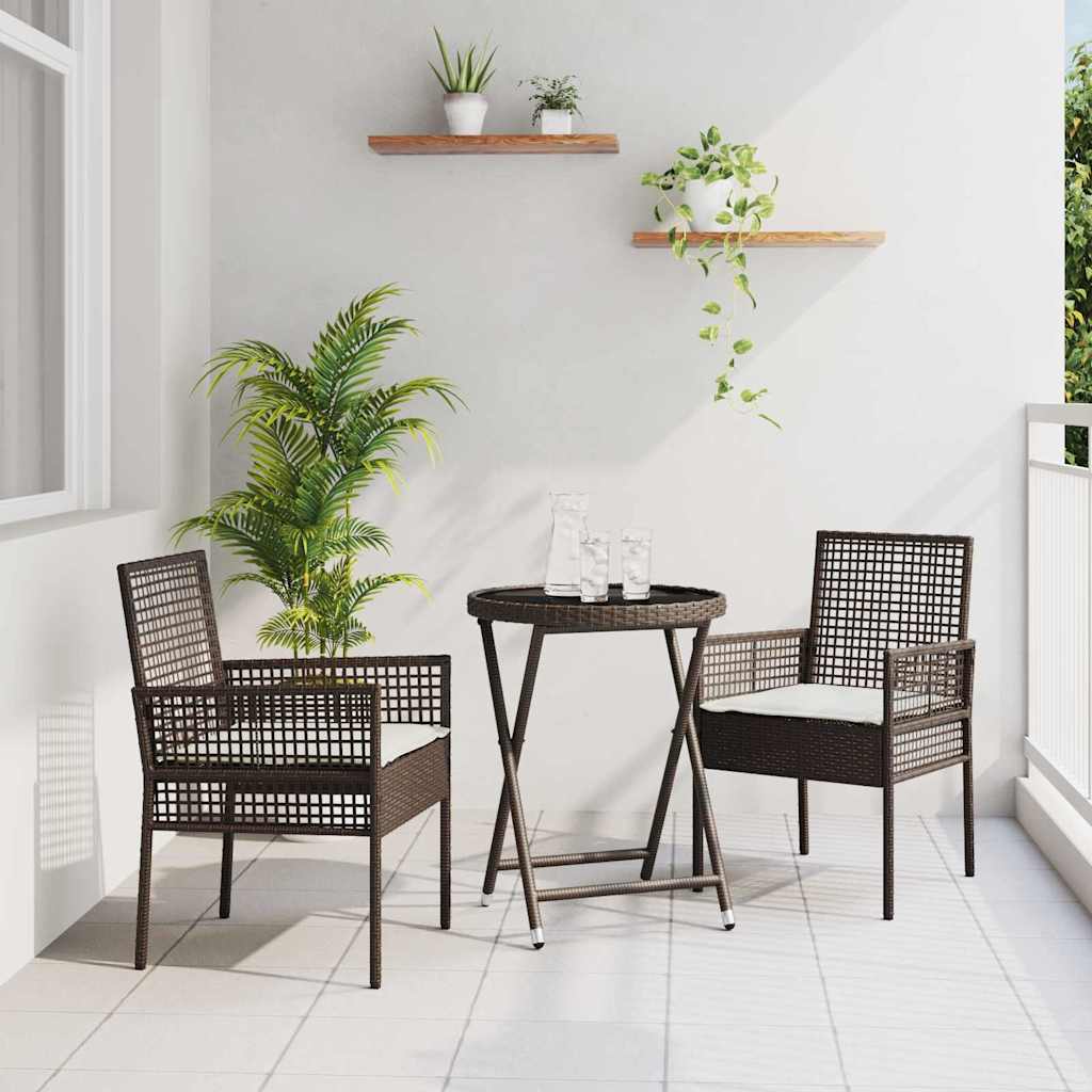 Tuin Bistro Set 3 pcs Bruin poly rattan is nu te koop bij PeponiXL, paradijselijk wonen!
