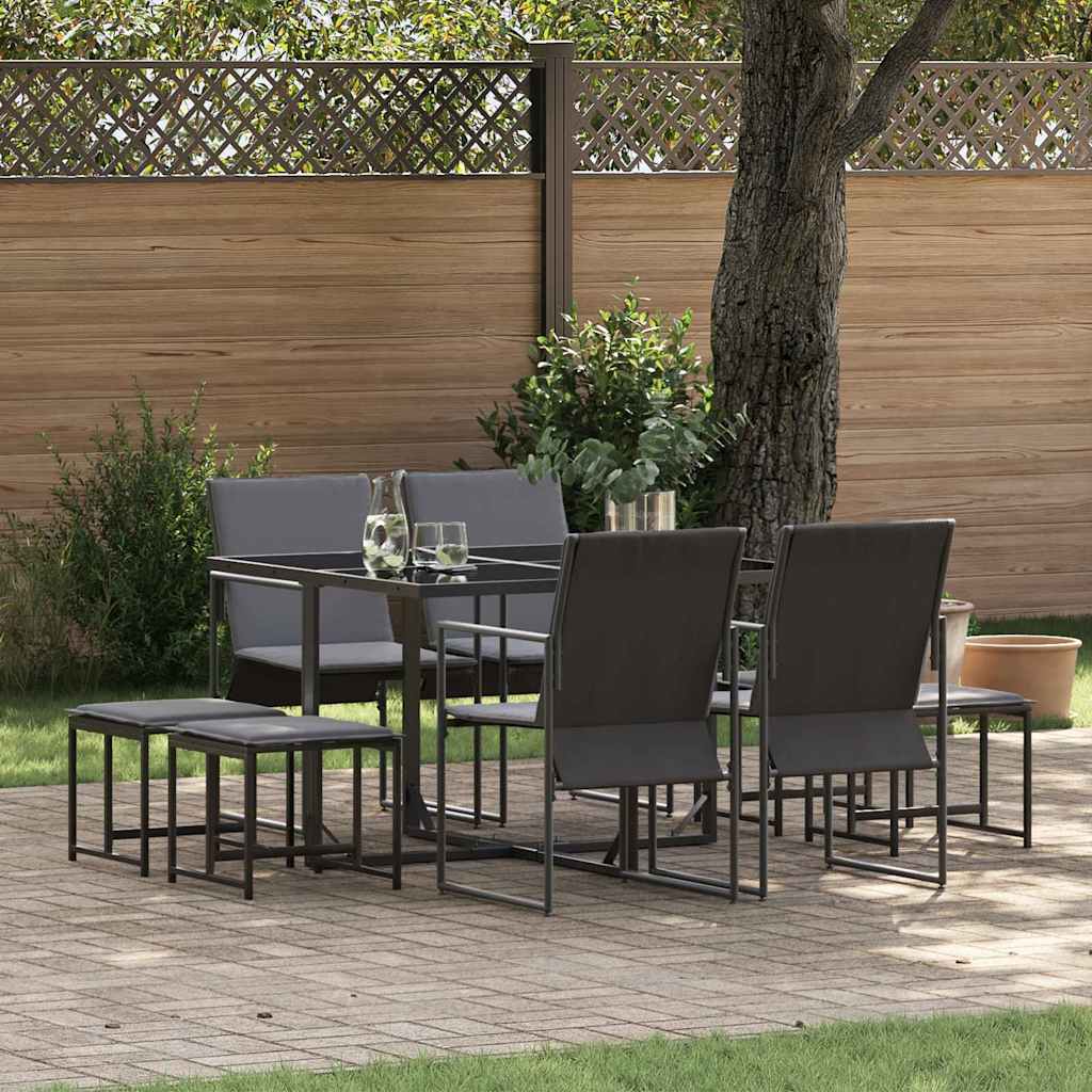 Tuin eettafelset 9 pcs Zwart Staal is nu te koop bij PeponiXL, paradijselijk wonen!