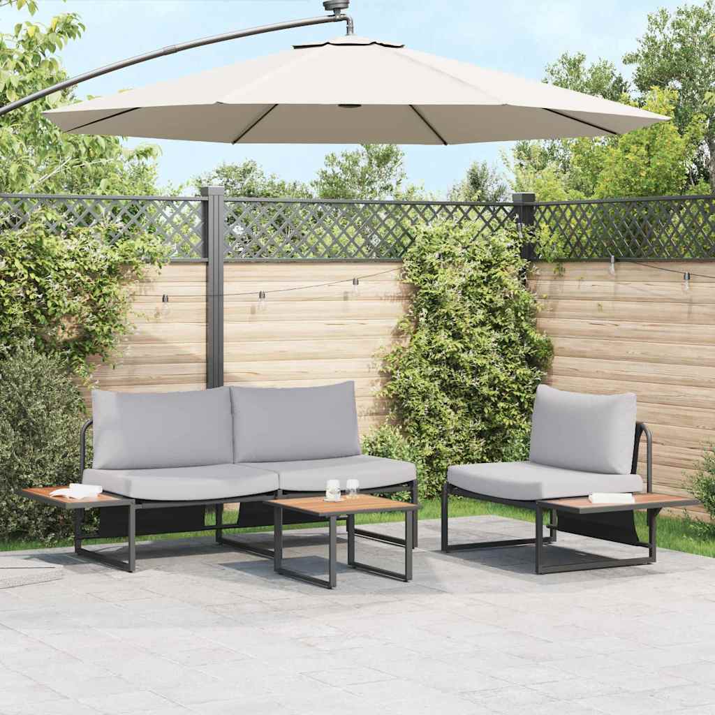 Tuin eettafelset 3 pcs Lichtgrijs Staal is nu te koop bij PeponiXL, paradijselijk wonen!