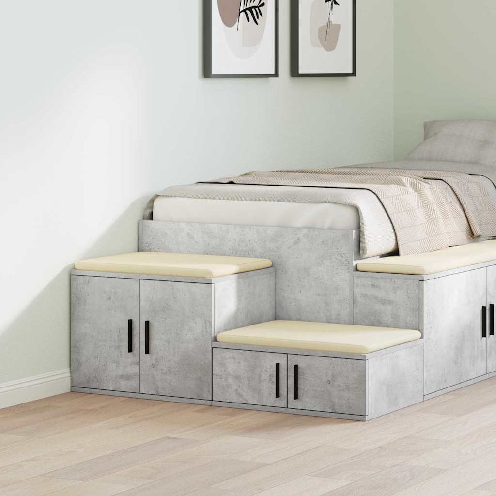 Opbergkast 2 pcs Beton Grijs 127 x 41 x 40 cm Bewerkt hout is nu te koop bij PeponiXL, paradijselijk wonen!