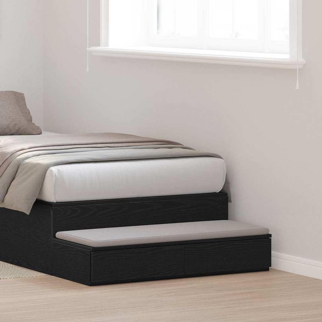 Bedlades met lade Zwart Eiken 100 x 36,5 x 16,5 cm Bewerkt hout is nu te koop bij PeponiXL, paradijselijk wonen!
