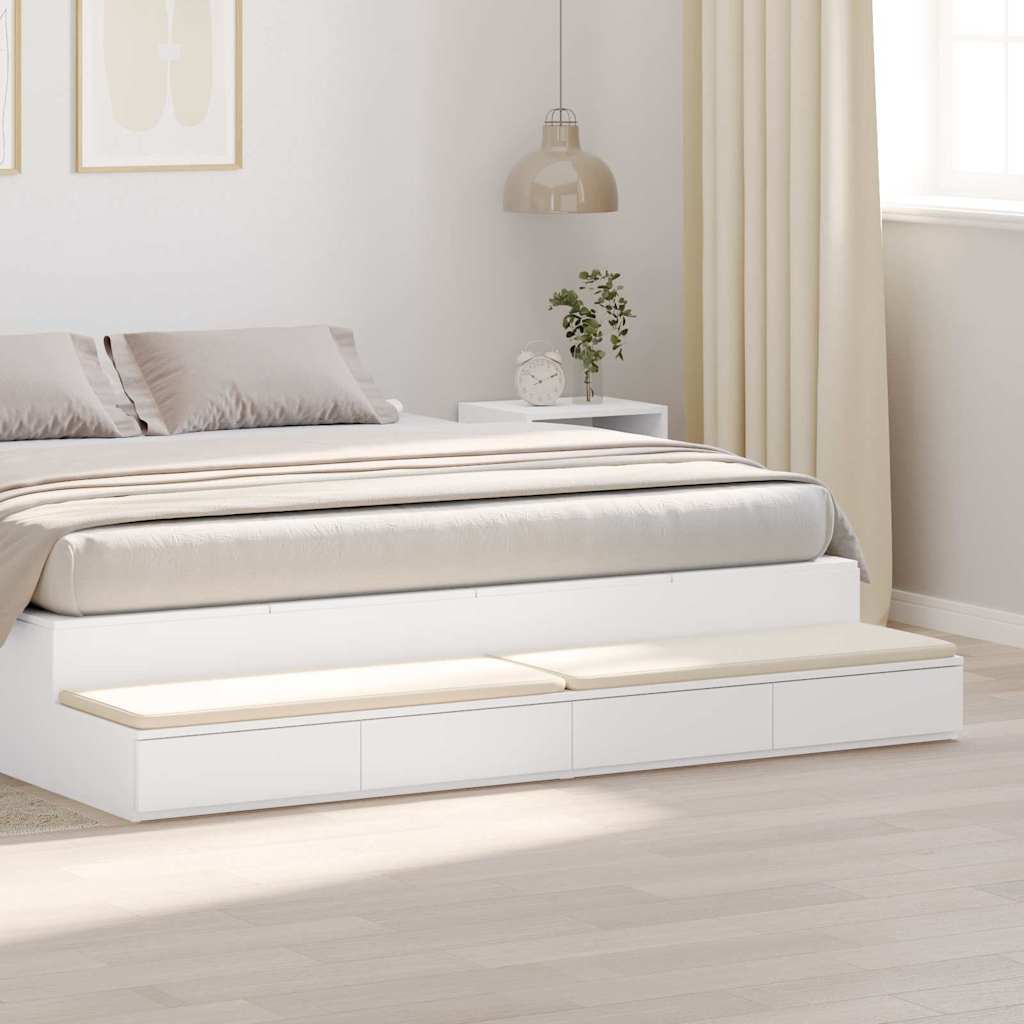 Bedlades met lade Wit 200 x 36,5 x 16,5 cm Bewerkt hout is nu te koop bij PeponiXL, paradijselijk wonen!