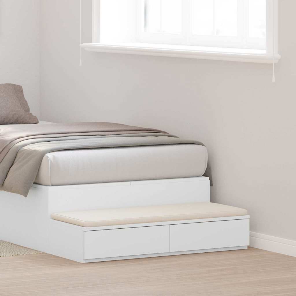 Bedlades met lade Wit 90 x 36,5 x 16,5 cm Bewerkt hout is nu te koop bij PeponiXL, paradijselijk wonen!