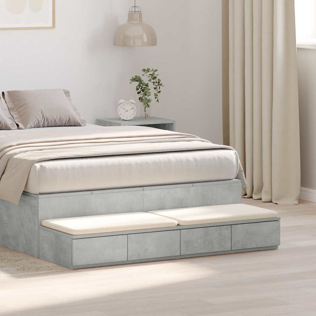 Bedlades met lade Beton Grijs 120 x 36,5 x 16,5 cm Bewerkt hout is nu te koop bij PeponiXL, paradijselijk wonen!