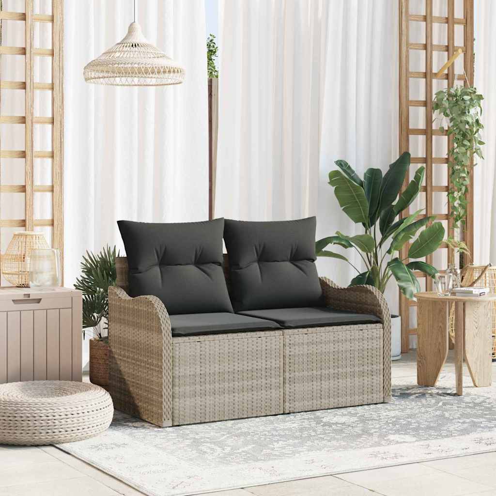 Tuinbank met kussen Lichtgrijs 121 x 62 x 69cm poly rattan is nu te koop bij PeponiXL, paradijselijk wonen!