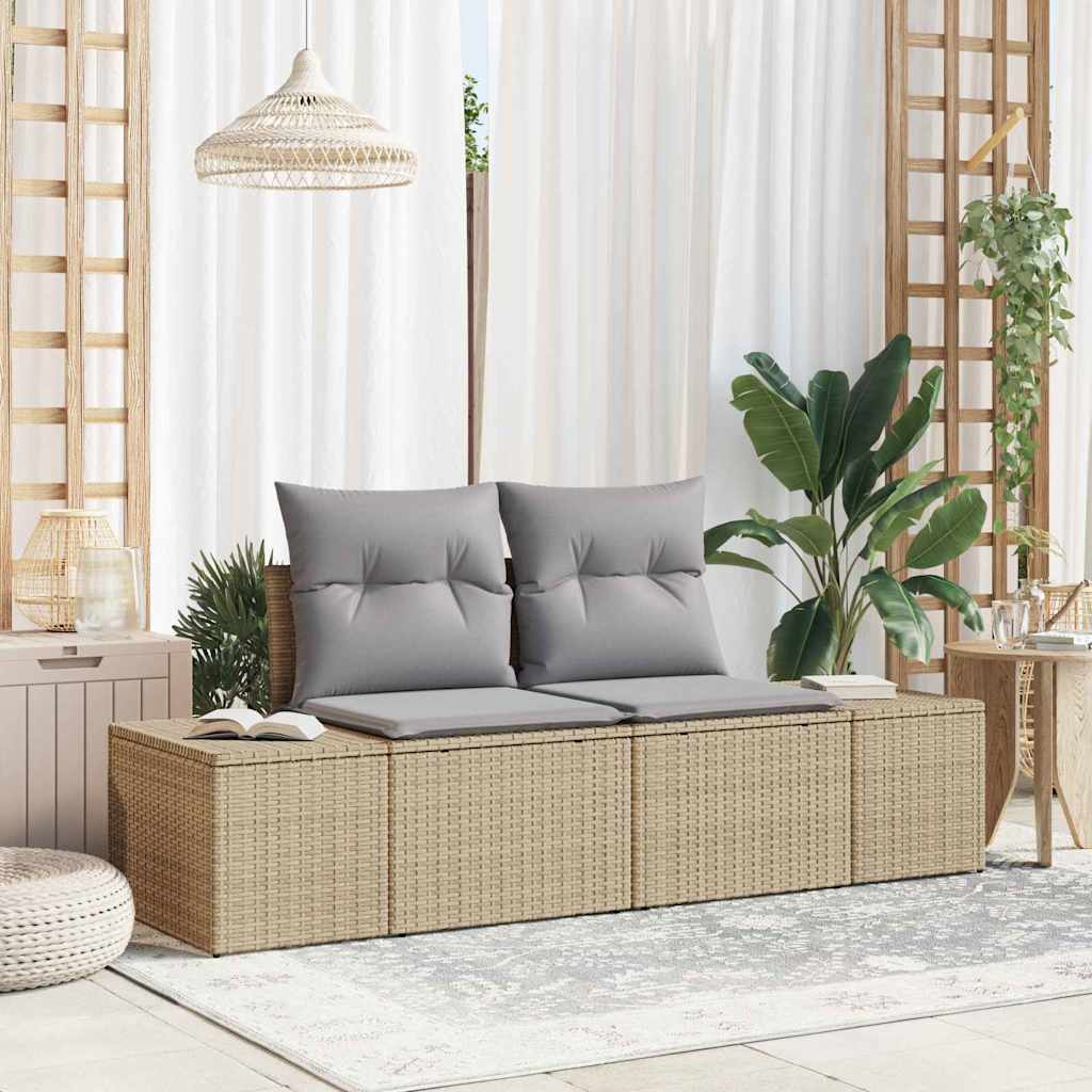 Tuinbank met kussen Beige 184 x 62 x 69 cm poly rattan is nu te koop bij PeponiXL, paradijselijk wonen!